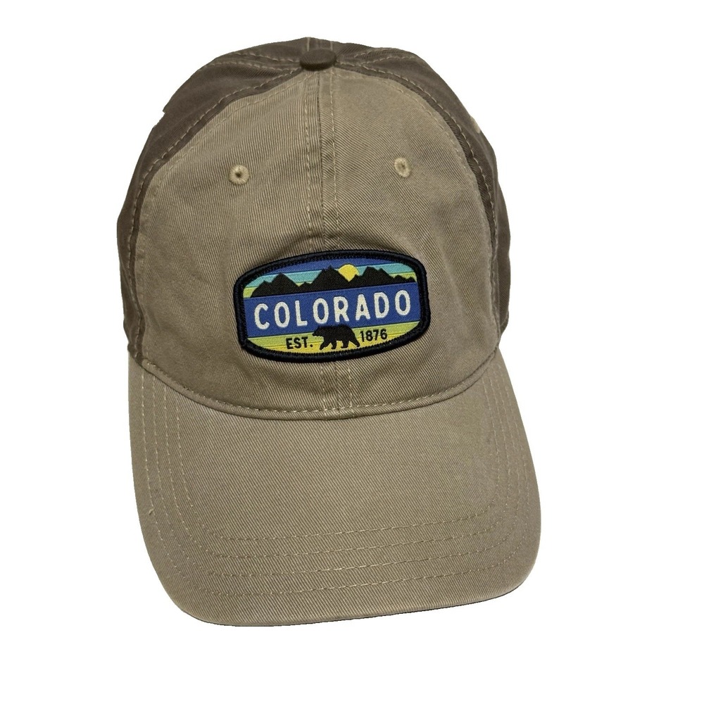 Colorado Cap Hat Adult  Patch Adjustable Embroidered Beige Brown 100% Cotton